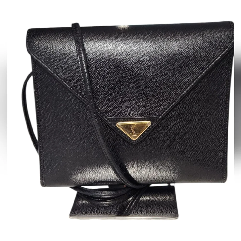 Classic Black Envelope Crossbody Bag with Gold Accent - Picture 2 of 11